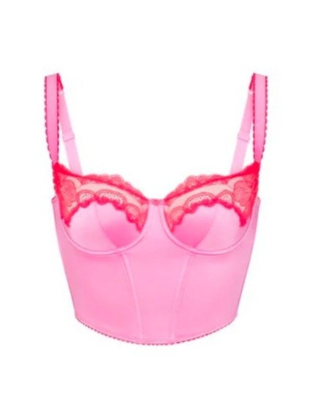 🆕SKIMS Stretch Satin Lace Cropped Corset - Neon Orchid